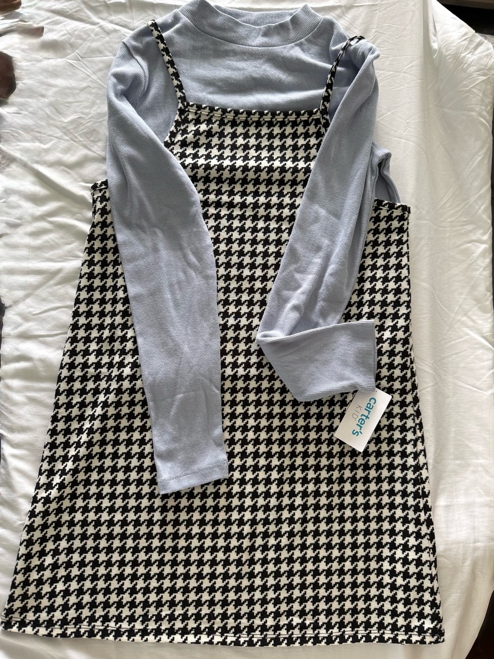 Carter's light blue sweater with layered dress